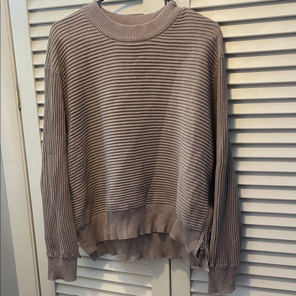 Beige Ribbed Knit Sweater - Picture 1 of 2